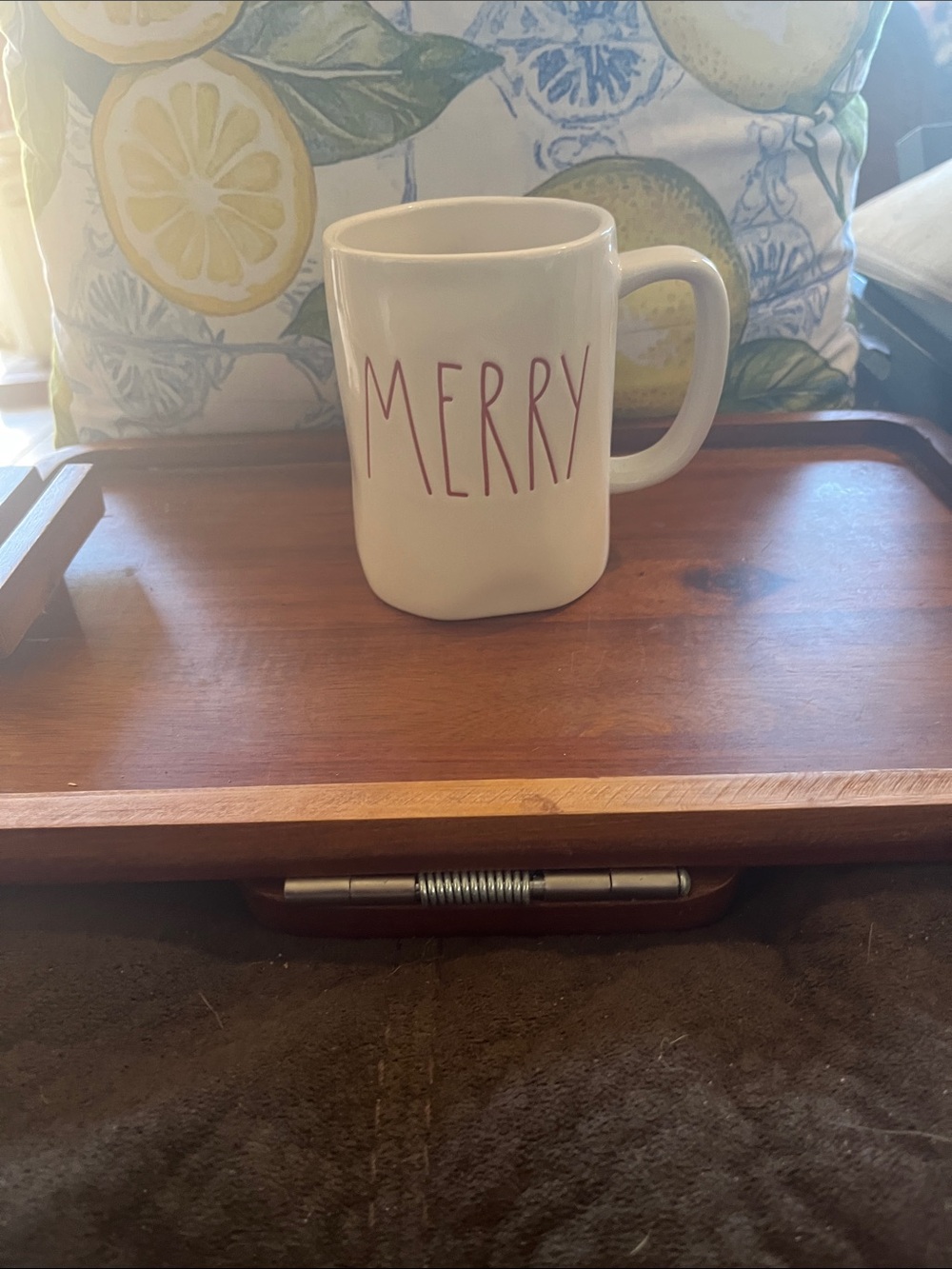 Rae Dunn White Mug with Red "MERRY" Lettering